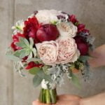 BukiWedding bouquet of rose peonies and maroon peonies