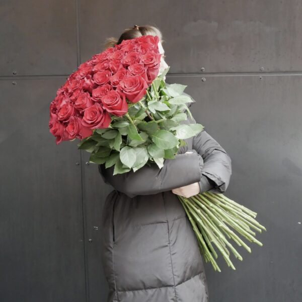 długie wysokie czerwone róże