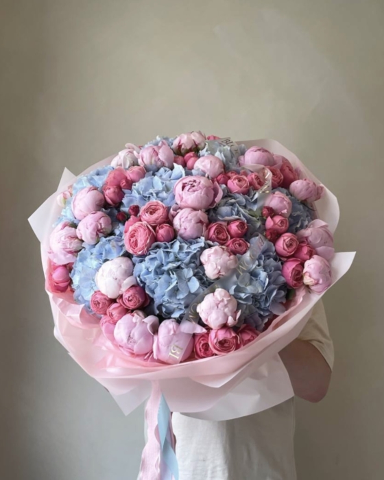 bukiet różowo niebieski, pink blue