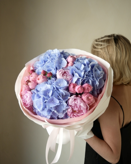 bukiet różowo niebieski, pink blue