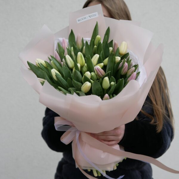 Mix tulipanów biało-różowych