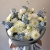 Bukiet trio [Dahlia, Lisianthus, Delphinium]